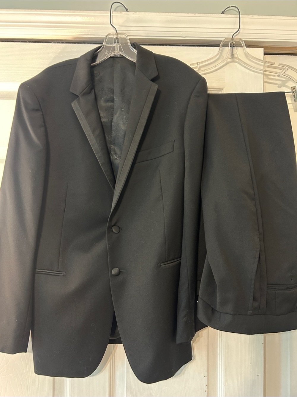 Mens Italian Lanificio Black Two-Piece Tuxedo Blazer and Trousers